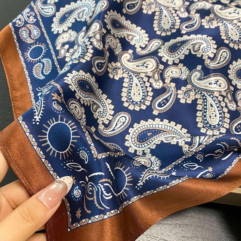 Mulberry Silk Small Square Scarf Women's Versatile Printed Silk Scarf High-end Headband Scarf French Scarf Spring and Summer New
