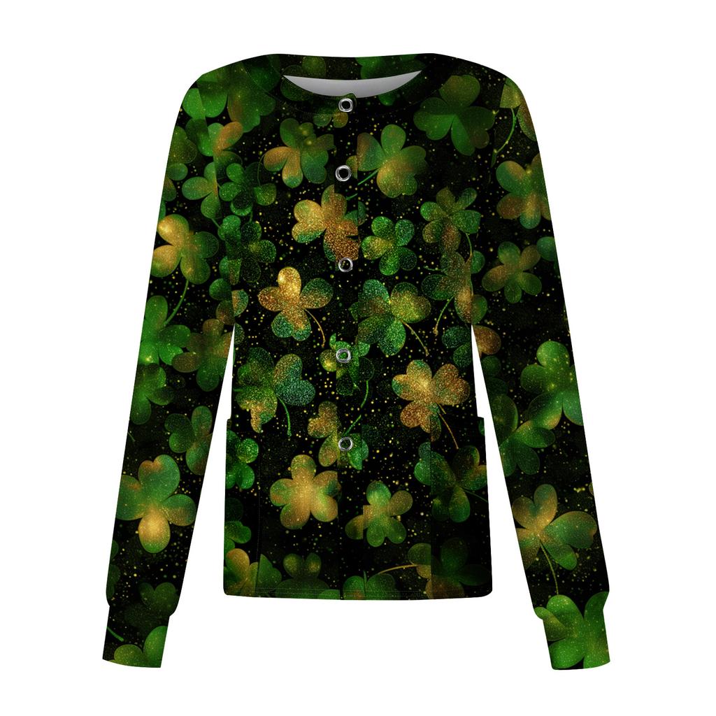 Damen Casual Langarm Einreihig Bedruckt Dry-Top