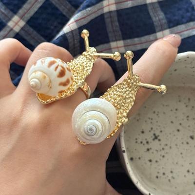 Snail Shell Rings With Natural Shell Designs Fashion Statement Jewelry for Beach Resort Styles and Everyday Wear