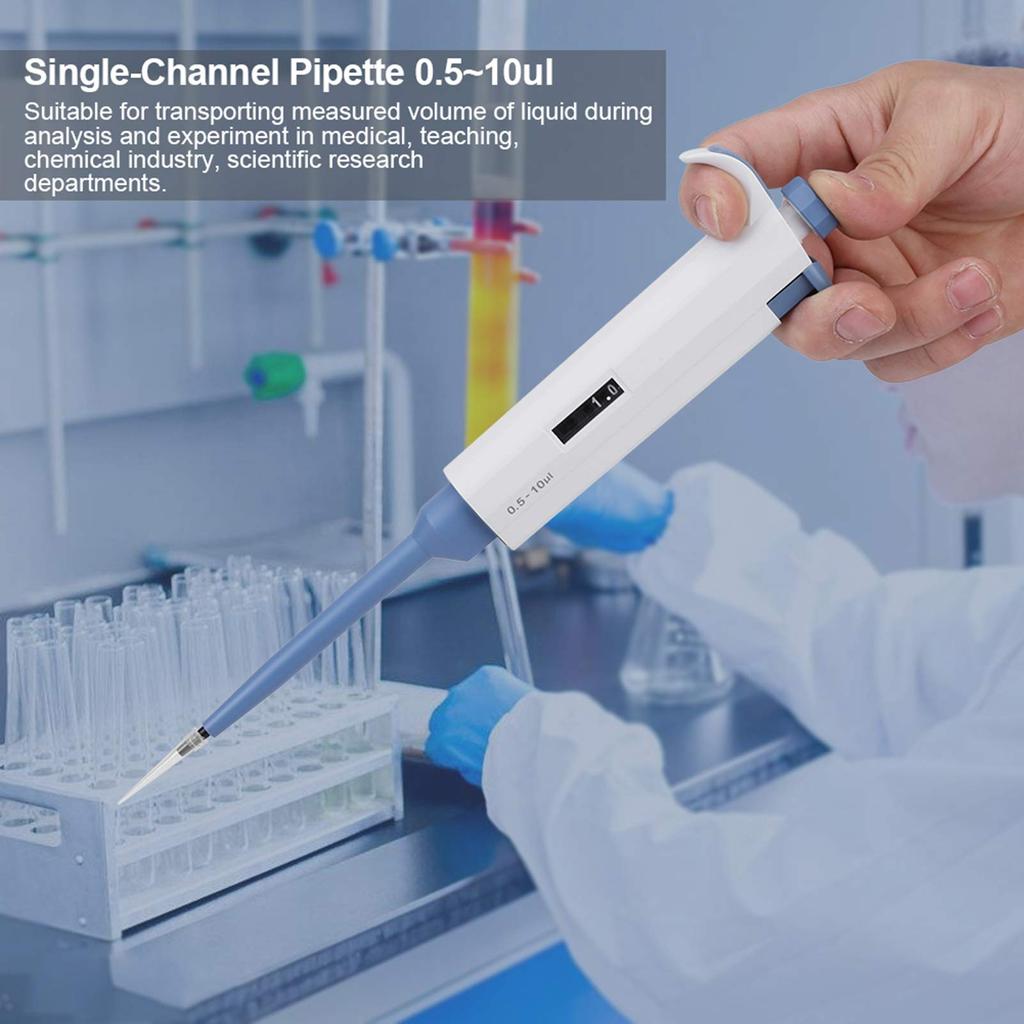 Walfront Micropipette, Pipettor, Adjustable Volume Dispenser, Single Channel, Manual Adjustment, 0.5-10ul, Lab Tool, Mechanical Drive