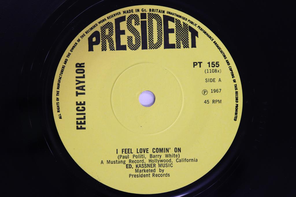 7inch Record FELICE TAYLOR BOB KEENE ORCHESTRA I Feel Love Comin On Comin On A PT155 President Recor 1967 UK SoulFunk Used