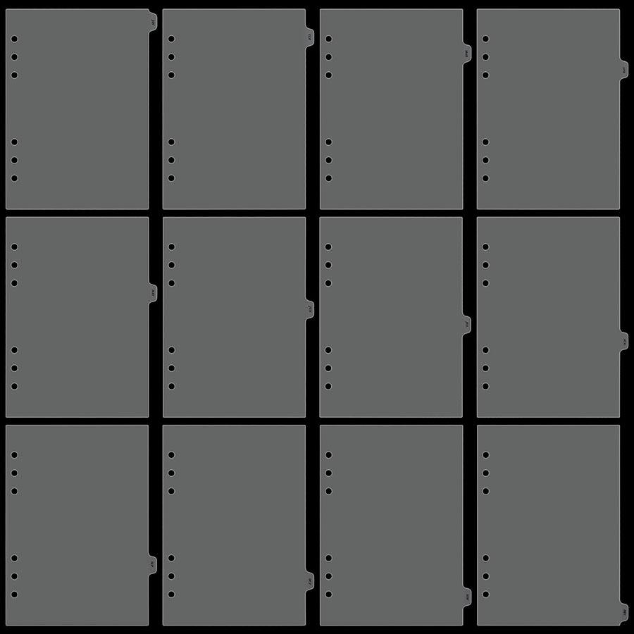 A5 A6 12pcs Frosted Devides With Monthly Tag, High Transparency PP Material Loose Leaf Baffle Board, Binder Notebook Index Pages