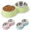קערות כפולות לחיות מחמד מזין למזון ומים לכלבים קערת שתייה לחיות מחמד מנירוסטה מזין לחתול גור ציוד האכלה אביזרים לכלבים קטנים