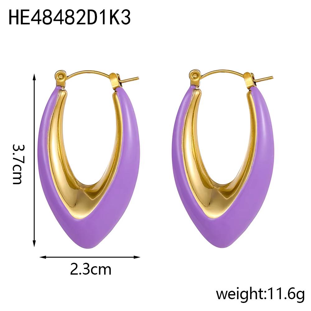 CARLIDANA New Simple and Fashionable U-shaped Stainless Steel Plated 18K Gold Plated Non-fading Oil Drop Earrings for Women