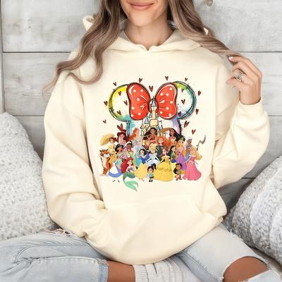Disney Family Wear, Children's Clothing Princess Series, Printed Hoodies, Casual Sportswear, Loose Tops, Personalized Clothing