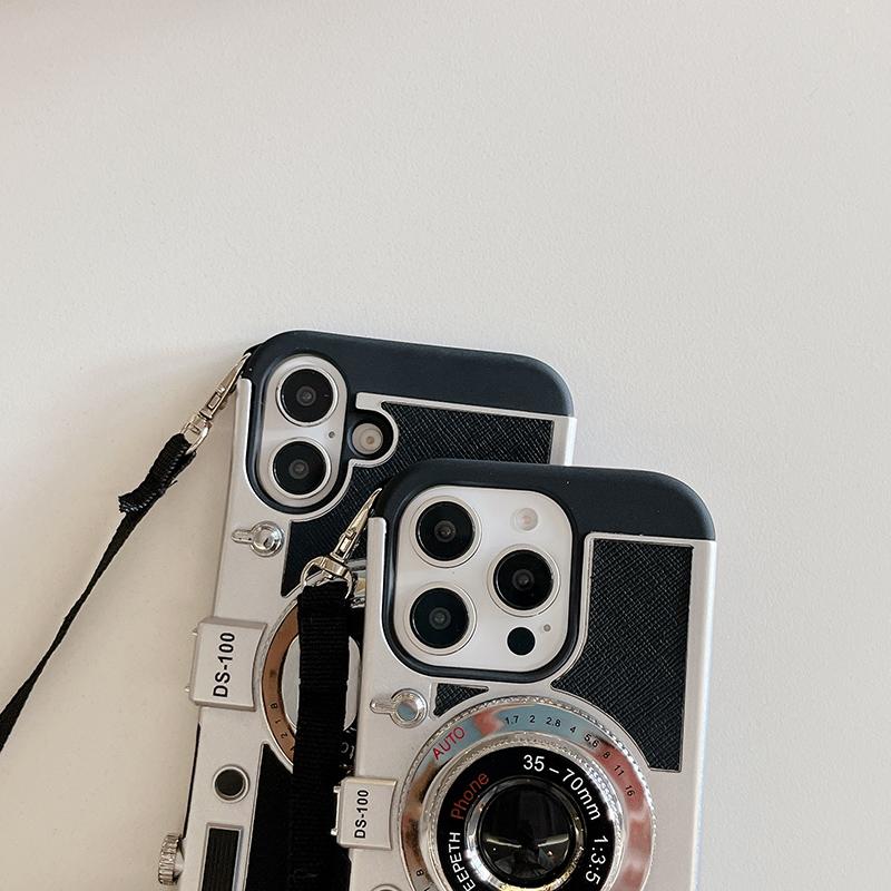 Nouvelle Coque de Téléphone Anti-Choc Bumper Arrière en TPU Souple + PC Dur Forme Appareil Photo avec Dragonne Pour iPhone 16 Pro Max 14 11 12 13 15 Pro Max