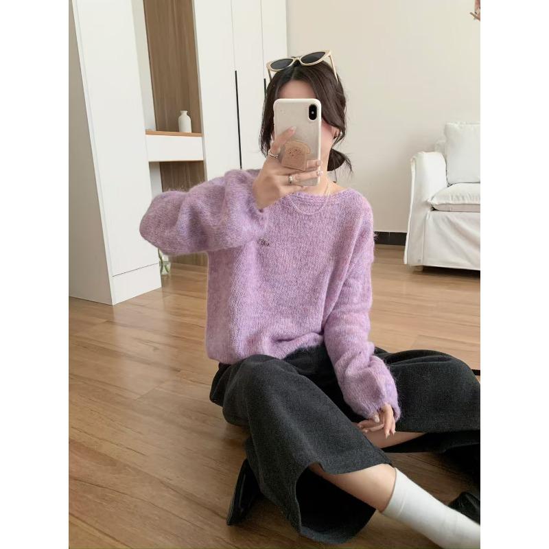 Spring new loose soft waxy thin lazy wind knitted sweater top gentle wind sweater pullover woman