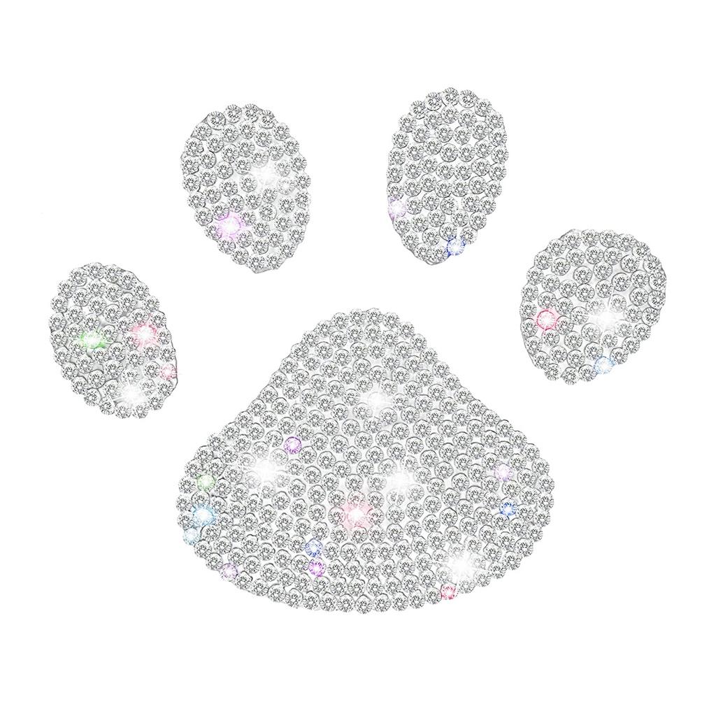 4PCS Diamond studded dog footprints car body stickers