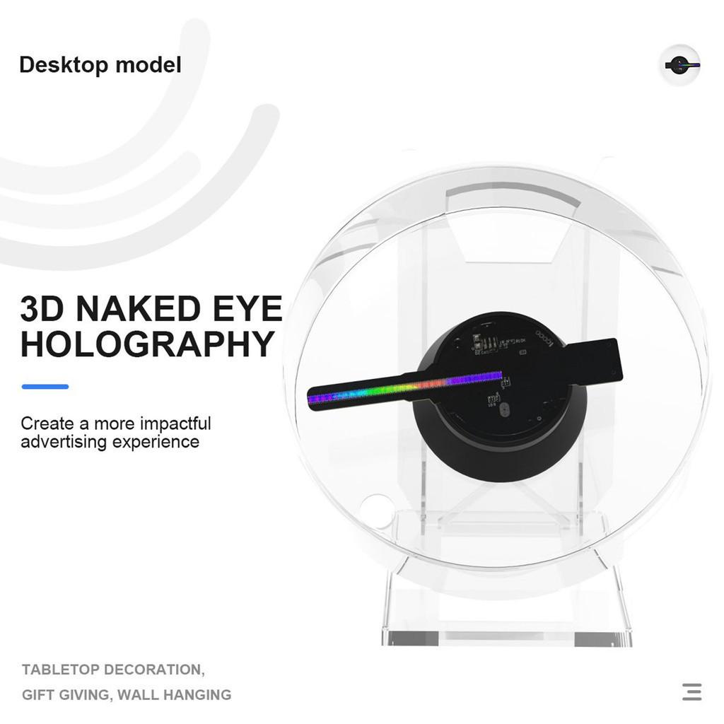 Mini 3D Holographic Advertising Light Desktop LED Holographic Projector Fan Screen Hologram Picture Video Display Device 12*10.4*8.8cm