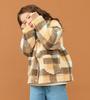Lee Soft Touch Boa Beige Sizes Jacket, Kids' Check, 110cm-150cm