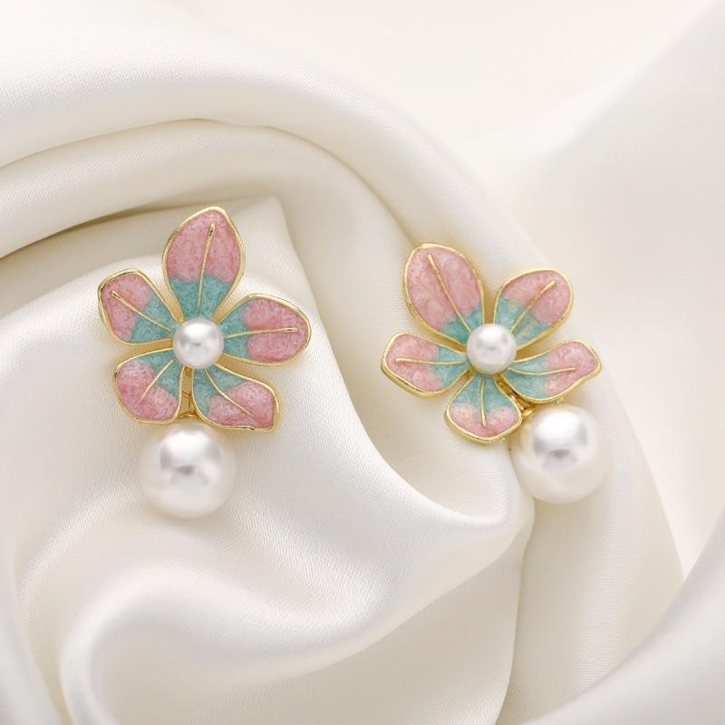 

Pinkdudu Flower Zinc Alloy Earrings Simple Glass Dripping Resin Bead Trendy Drop Earrings Women Jewelry PD2273