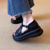 Comfort~ Retro Word with Casual Heightening Platform Sandals Women's Summer New Flat-bottomed Roman Sandals