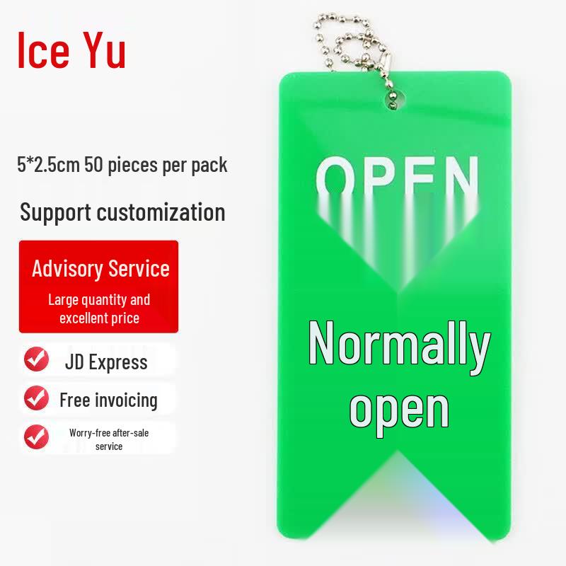Bingyu Acrylic Valve Status Identification Tag Normally Open 5x2.5cm (50 Pcs)