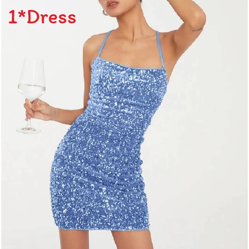 Spring Fashion Womens Sequin Halter Dress With Slim Fit And Backless Style For Elegant Parties