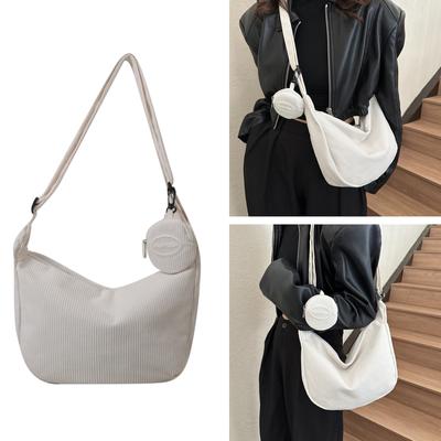 Stylish Corduroy Crossbody Bag with Adjustable Strap Perfect for Work Travel Shopping Dating