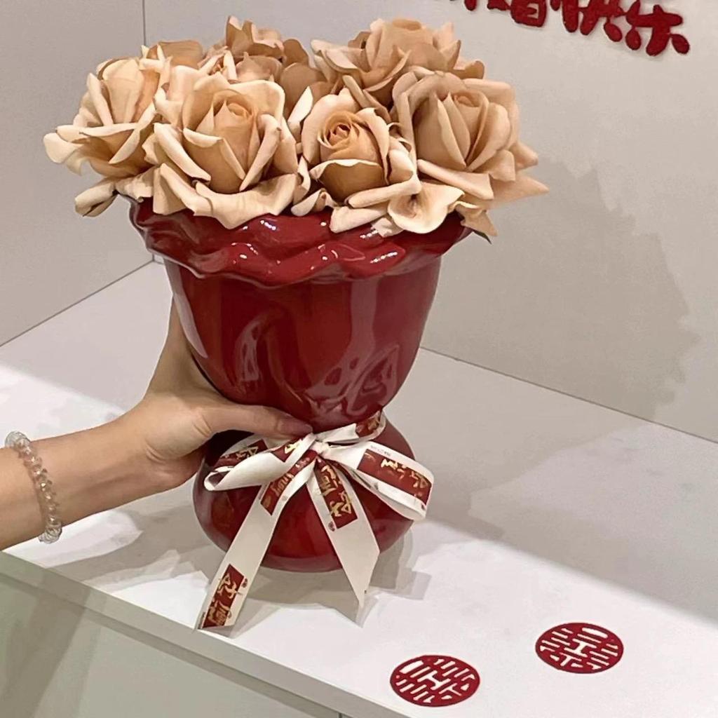 Set aus 100 Keramikvasen im Cremestil für Heimdekoration - Elegante handgebundene Straußform für Wohnzimmer-Blumenarrangements