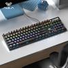 Mechanical Keyboard, Wired Backlit, 104-Key Full-Size Keyboard, Office All-Key Anti-Ghosting, Black Mixed Light