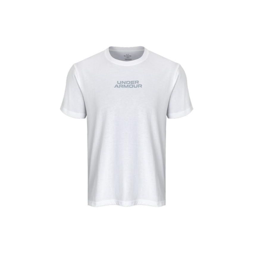 Under Armour Outline Letter Print Crew Neck T-Shirt Men Tops White 1379109-100