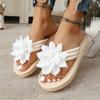 Fashion Comemore 2025 New Women's Thick Sole Slides Flower Decor Comfortable Home Slippers Casual Lightweight Beach Flip Flops Women