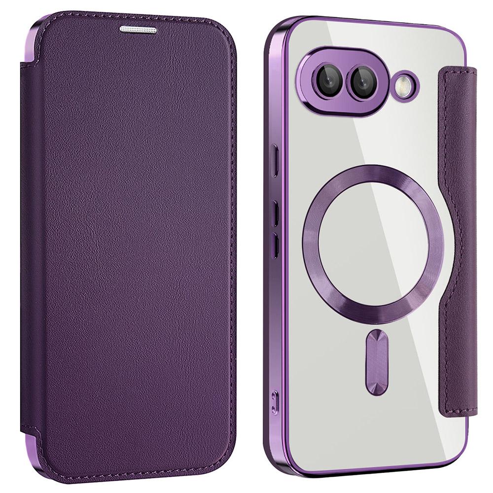 

Для чохла Google Pixel 9a Сумісний з MagSafe RFID Блокування Шкіряний Чохол для Телефону Purple