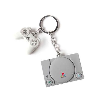 Keychain - Playstation - Console and Controller 3D - Rubber - Black - Official Product