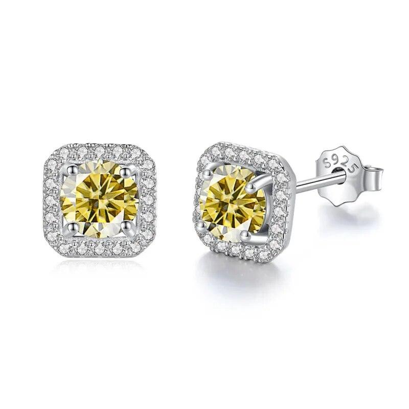 Bague Ringen S925 Sterling Silver Fashion Square Silver Needle Earrings Temperament Set 1ct D Moissente Celebrity Earrings