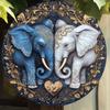Pc Vintage Elephant Couple Wall Art Pc Vintage Elephant Couple Metal Wall Art  X Inch Round Aluminum Sign for Home Offic