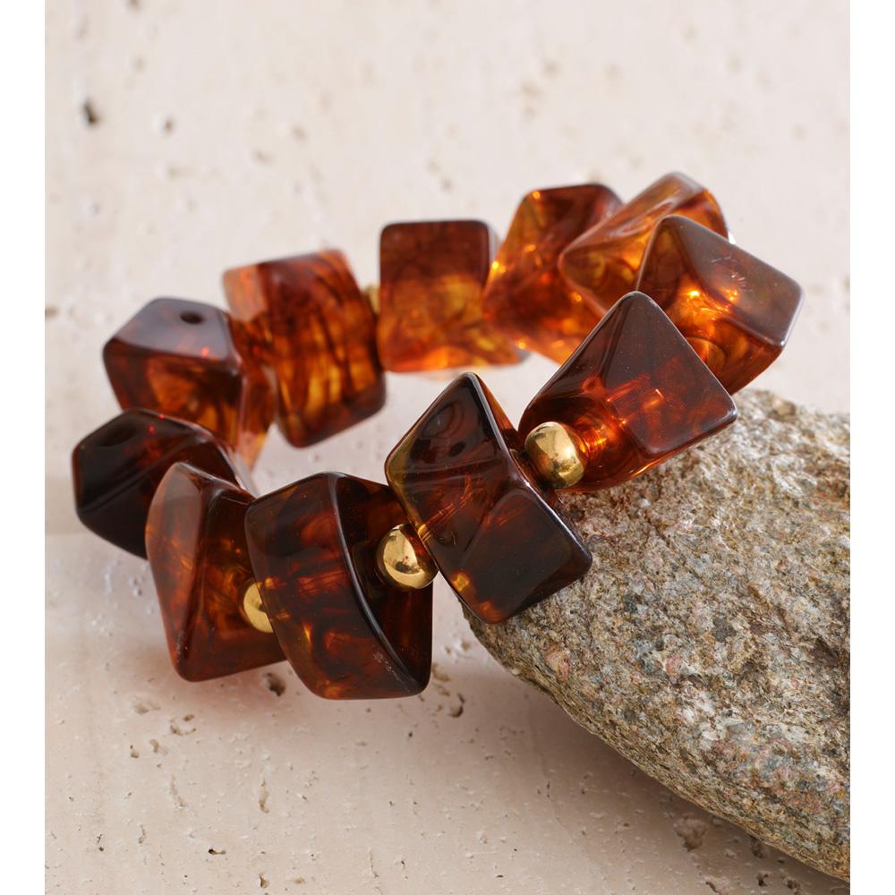 Eetit 2025 Amber Resin Acrylic Geometric Bead Chain Large Bracelet Bangle for Women Hyperbole Waterproof Handmade Europe Jewelry