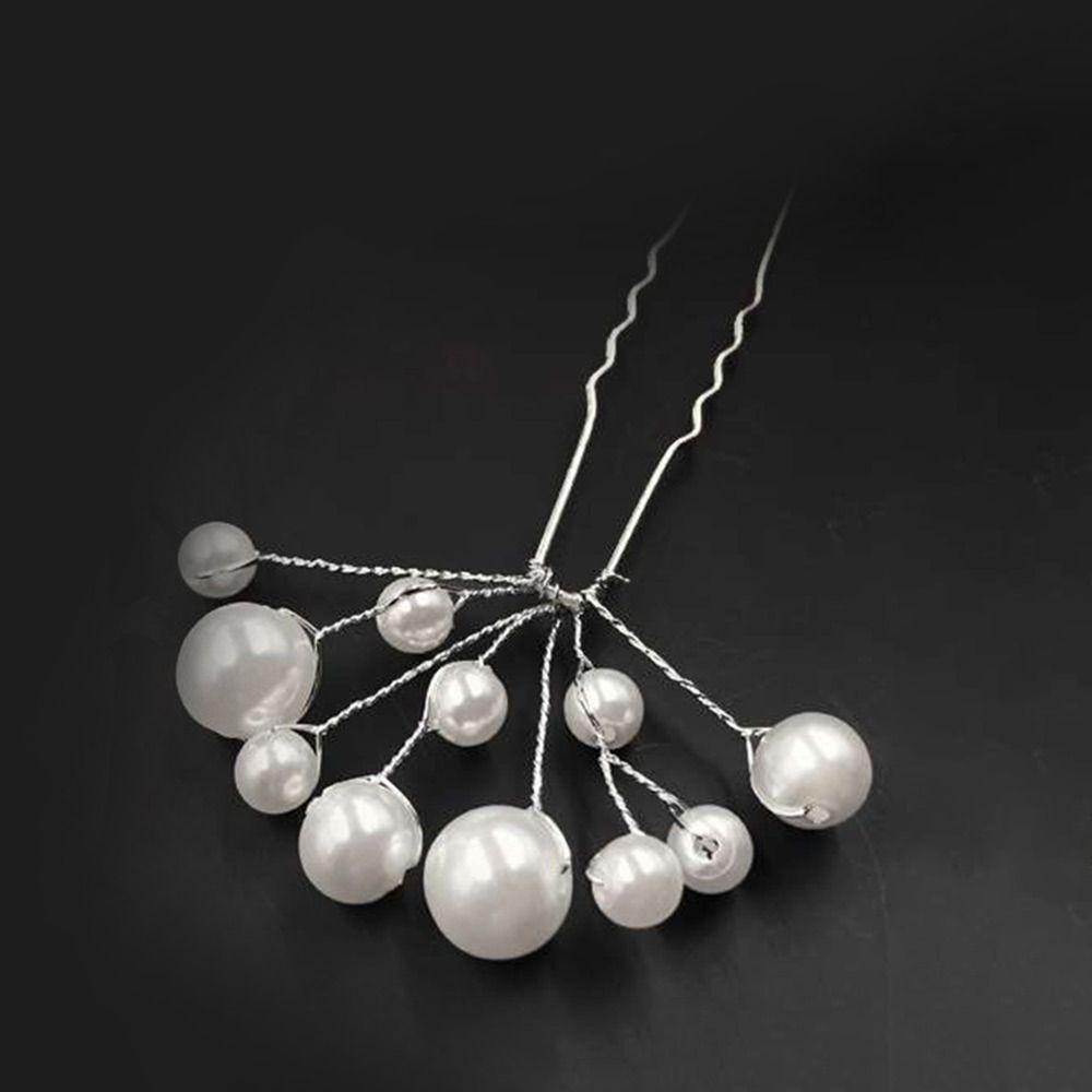 Metal Bridal Hairpin U-shaped Rhinestone Hair Clip Elegant Crystal Flower Hair Fork  Wedding