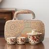 Dunhuang merchandise gold and silver wrong cover bowl two cups travel tea set embroidery bag complete set portable gift box business souvenir