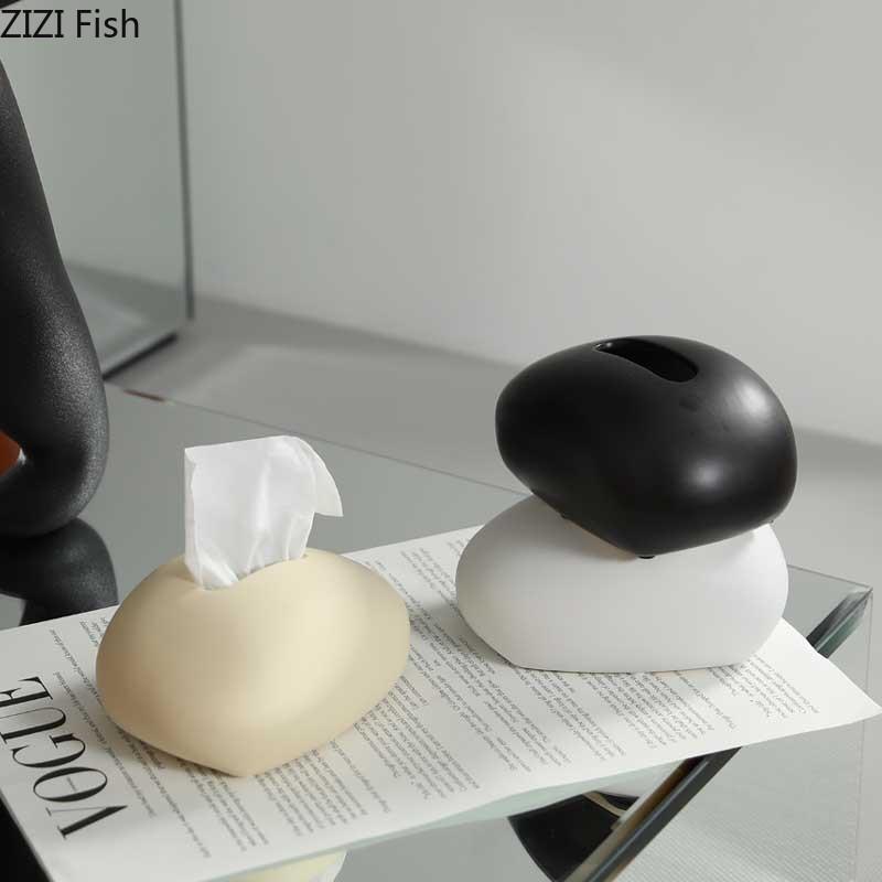 Simple Ceramic Tissue Box Desktop Decoration Creative Tissue Storage Box Modern Napkin Tissue Holder Home Decoration Accessories