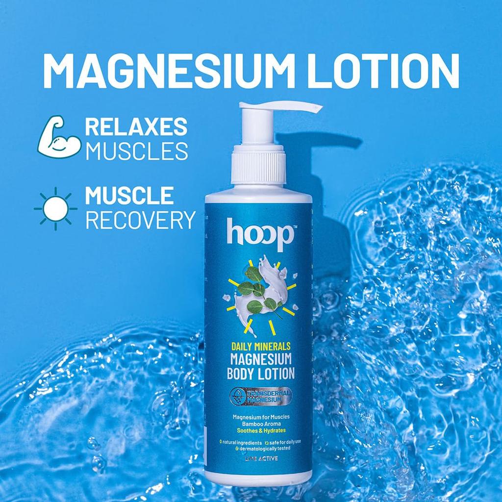 Hoop Magnesium Body Lotion 250 Ml Pack for Muscle Recovery, Relaxing Massage, Sports & Fitness Relief