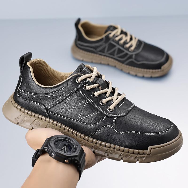 Fashion Fashion Lace Up Mens Casual Shoes Lightweight Leather Man Treking footwear Board Shoes Outdoor Sports Sneakers Hiking Trainers