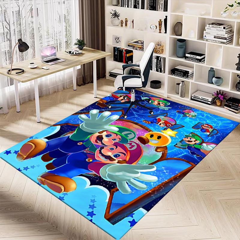 1pc Mario Luigi Adventure Carpet for Playroom Bedroom Living Room Sofa Home Decor,kids Game Area Rug Non-slip Floor Mat Y72915
