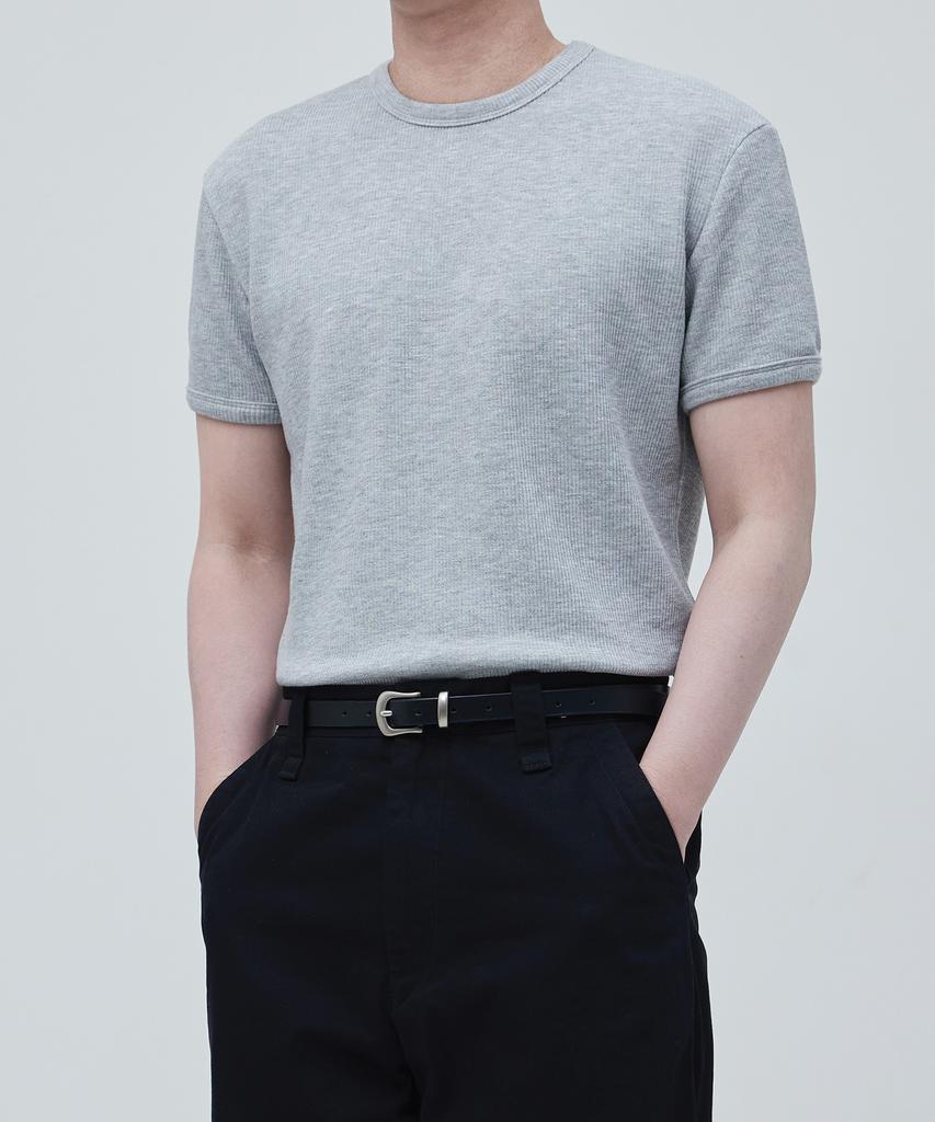 OX STUDIOS Ribbed Semi-Muscle Fit T-Shirt (Melange Grey)