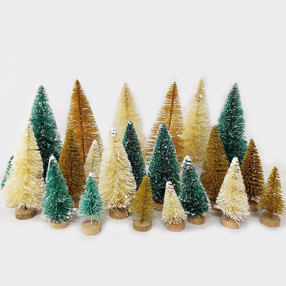 Mini Christmas Tree Ornament Artificial Cedar Pine Winter Snow Landscape Xmax Tree Tabletop Diy Craft Christmas Decoration 2023