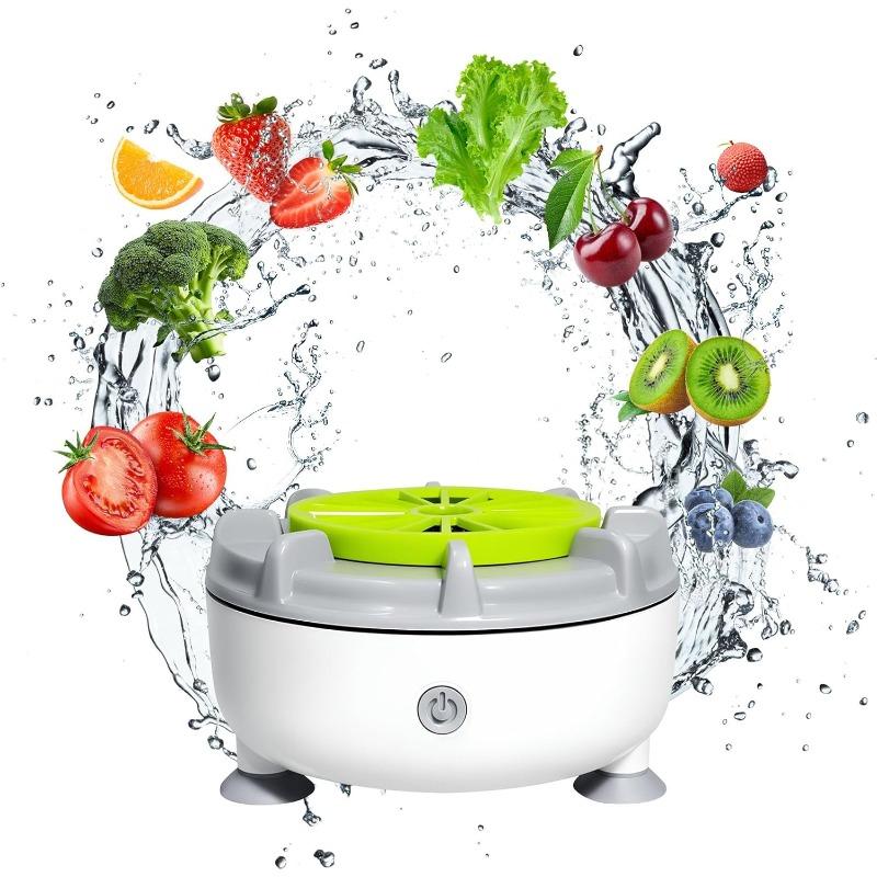 Fruit and Vegetable Cleaning Machine, 5-Min Rapid Fruit Vegetable Meat Purifier with Suction Cup Base - Wireless Charging (White)