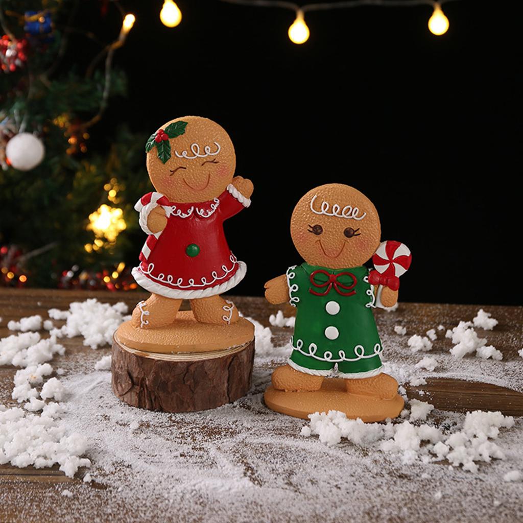 Gingerbread Man Resin Ornament Christmas Figurine Decoration For Tabletop Shelf Display Holiday Party Centerpieces