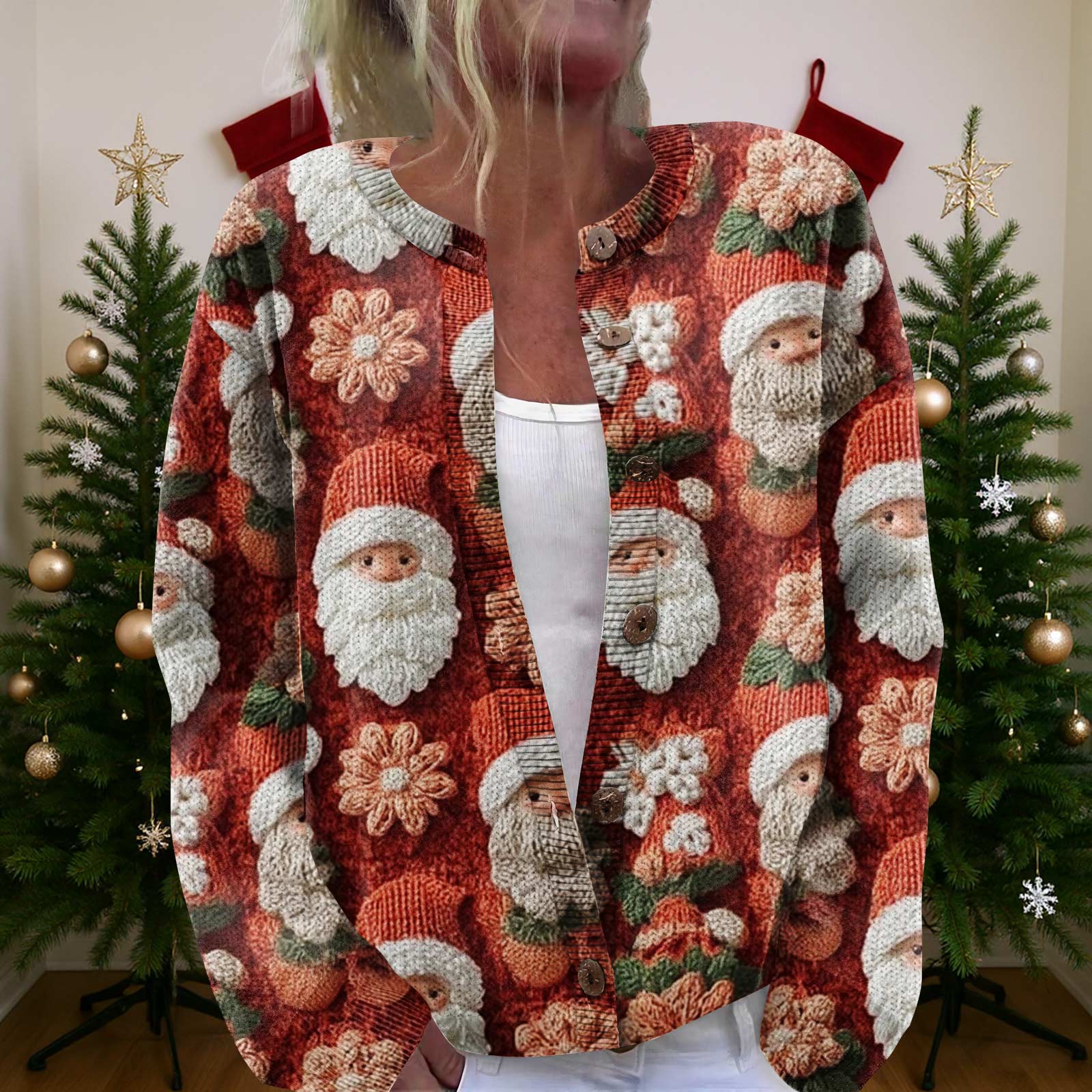 

Women S Christmas Sweater Cute Fun Christmas Sweater Fall And Winter Long Sleeve Knitted Sweater XXL