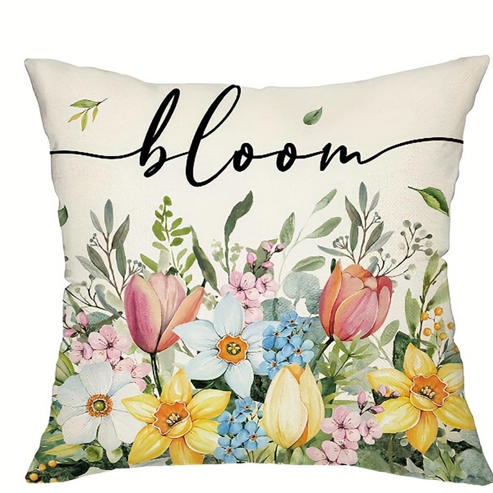 1/4pcs Floral-Printed Throw Pillows with Inspiring Words Sofa cushion cover home bedroom room decoration