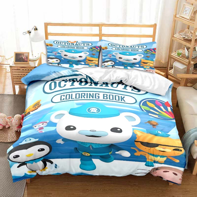 The Octonauts Cartoon Printed Bedding Set Children's Soft Duvet Cover Pillowcase Single Double Bed Queen Size Bedspread Kid Gift