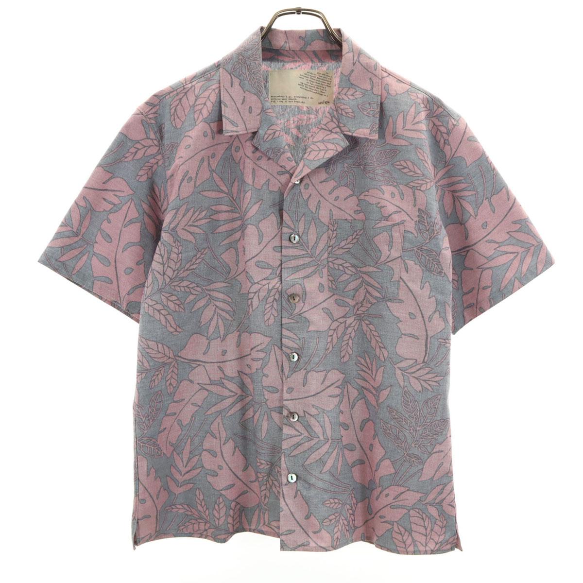 

средний сделано в Японии узор «листья» короткий рукав рубашка алоха с открытым воротником 2 мужских б/у