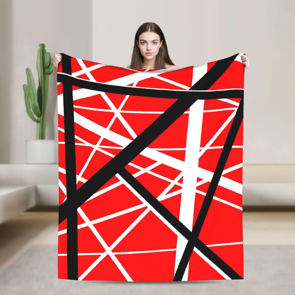 Warm Cozy Blankets Plane Travel Van Halen Blue Rock Stripes Throw Blanket Graphic Bedspread For Sofa Home