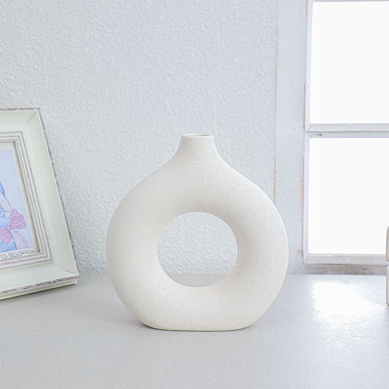 Nordic Ceramic Circle Vase - Creative Home Decor for Living Room