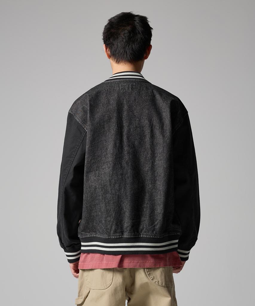 Dickies Wave Logo Denim Bomber Jacket Black Denim
