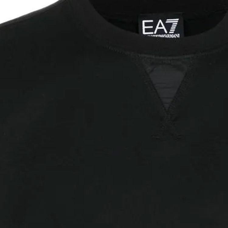 Emporio Armani EA7 SS23 Letter Number Logo Crew Neck Pullover Casual Sweatshirt Men sweatshirt Black 3RPM26-PJ05Z-1200