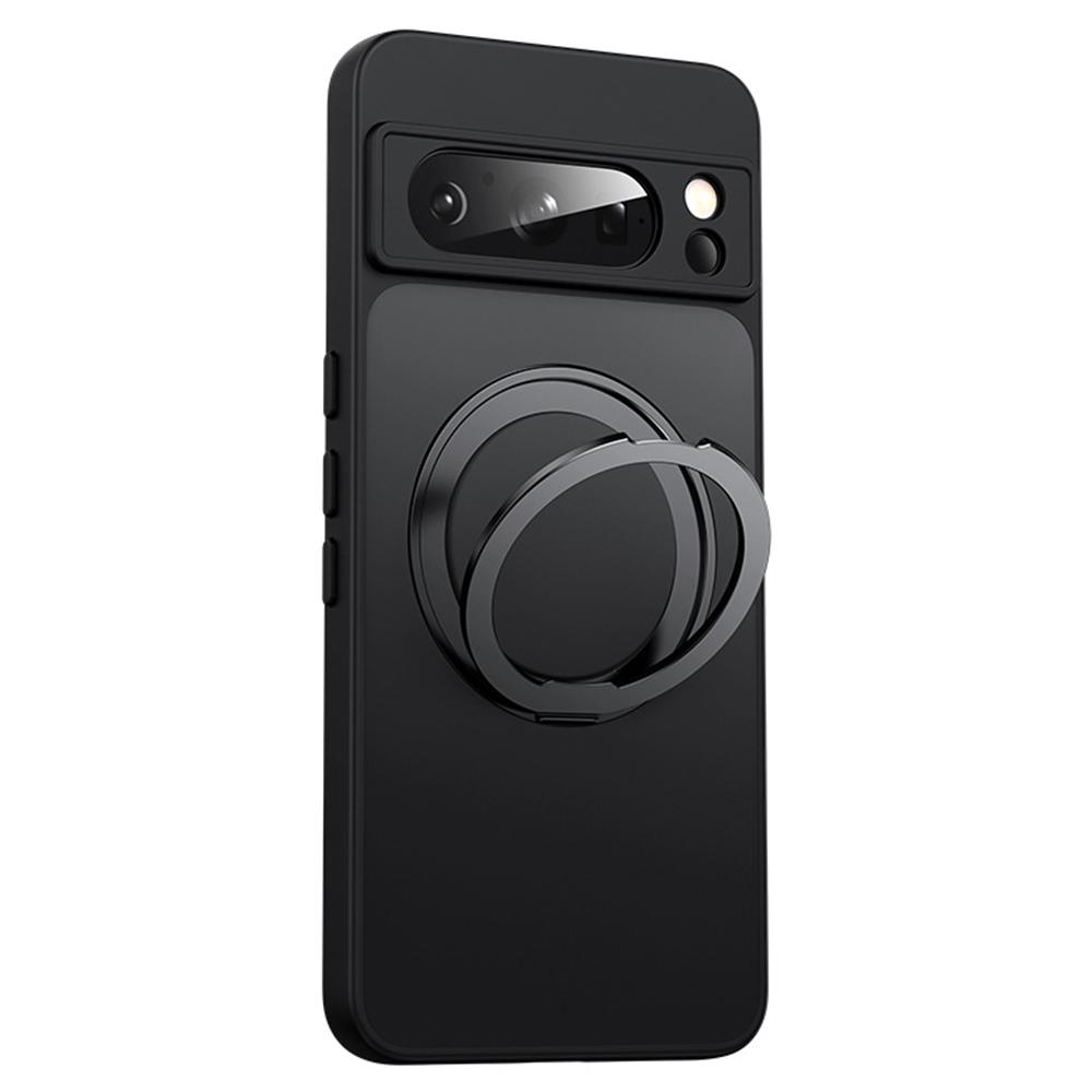 

For Google Pixel 9 Pro XL Case Rotatable Magnetic Kickstand TPU+Acrylic Phone Cover Transparent