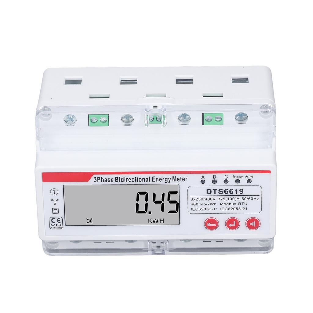 3 Phase 4 Wire Energy Meter LCD Display Multifunctional Button Control Bidirectional Electricity Met
