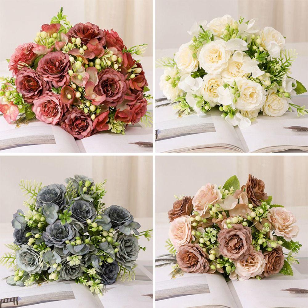 

Fake Flower Simulated Peony Bouquet Flexible Artificial Flowers Home Decoration Christmas