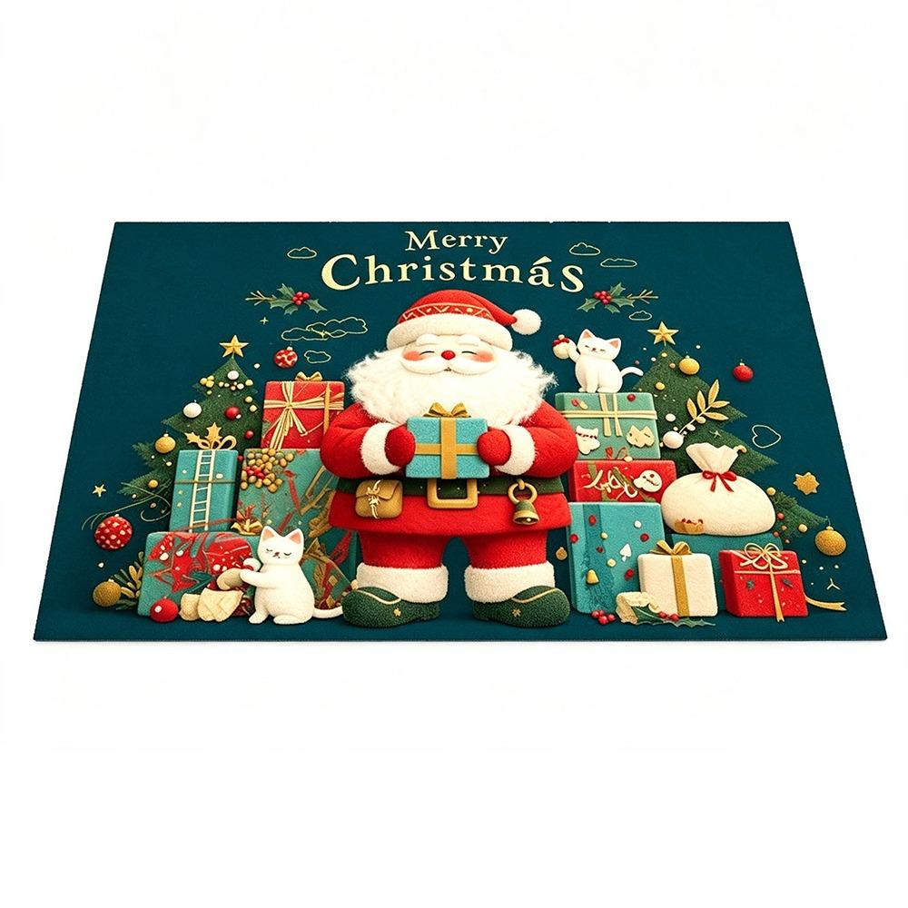 Flannel Anti-Slip Floor Mat Non-Slip Backing Festive Entrance Rug  For Corridors